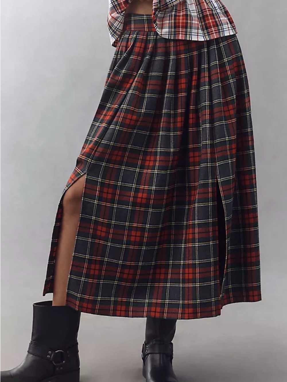 Hunter Bell Tartan Plaid Maxi Wool Skirt Size 4